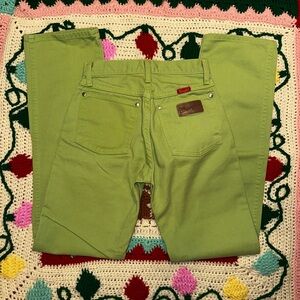 Vintage lime green Wranglers